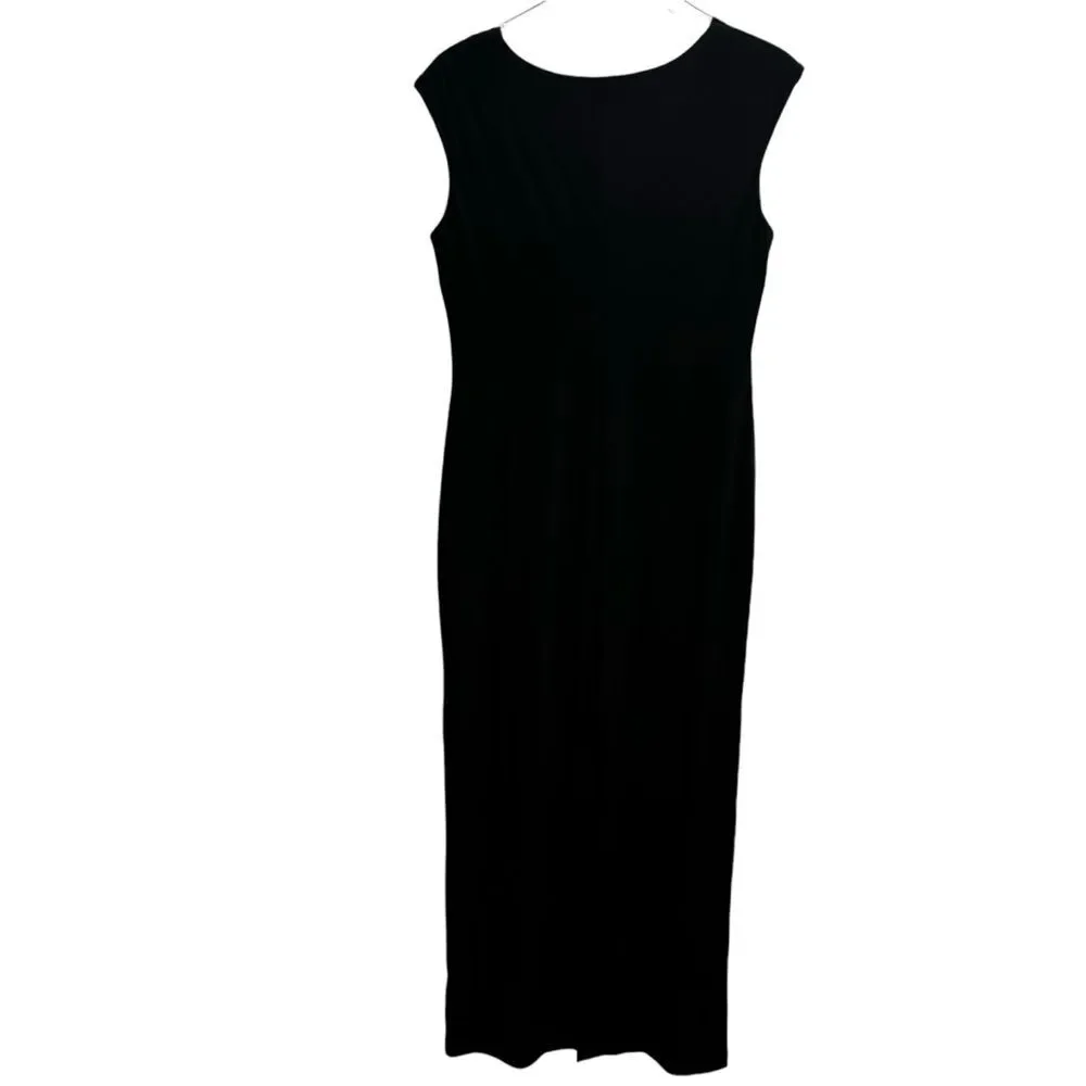 Connected Apparel Long Black Sequined Side Panel Cocktail Dress 12P - Picture 2 of 10
